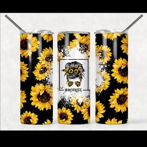 20 ounce sunflower tumbler handmade